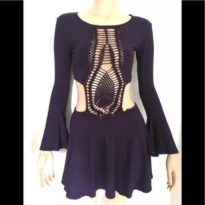 Indah KISS Crochet Dress Purple XS